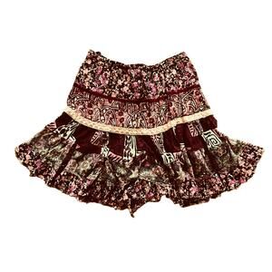 Solitaire Los Angeles Boho Mixed Floral Paisley Mini Skirt | Women’s Medium